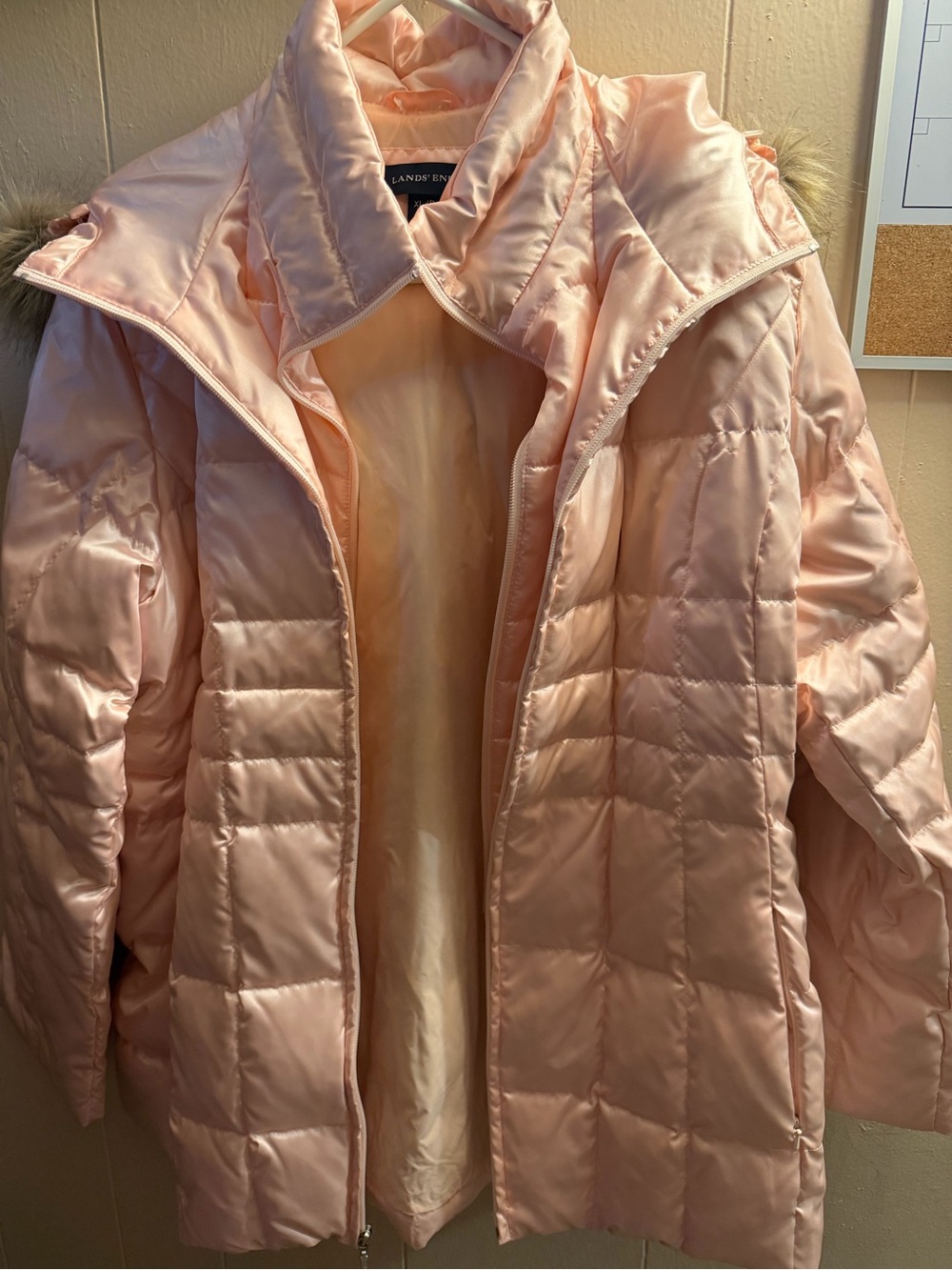 Lands' End Light Pink Quilted Puffer Jacket